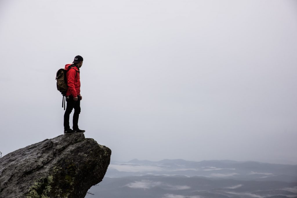 backpacker on ridge